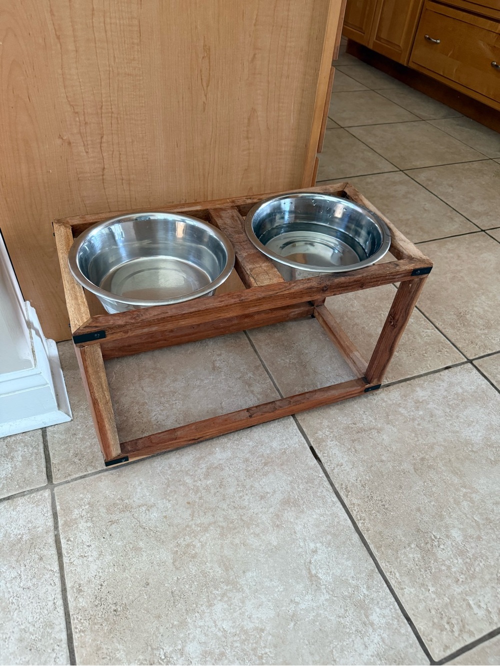 Wood Dog Bowl Stand